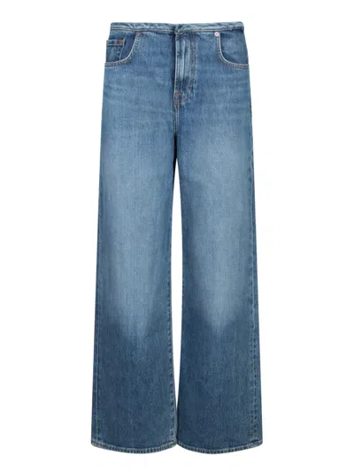 7 For All Mankind Wide-leg Jeans With Vintage Wash In Blue