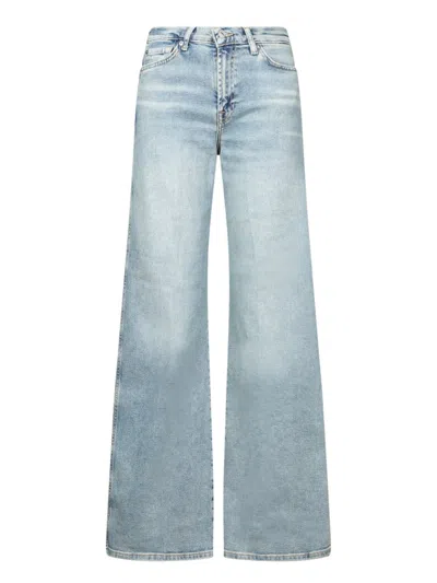7 For All Mankind Wide-leg Light Wash Denim Jeans In Blue