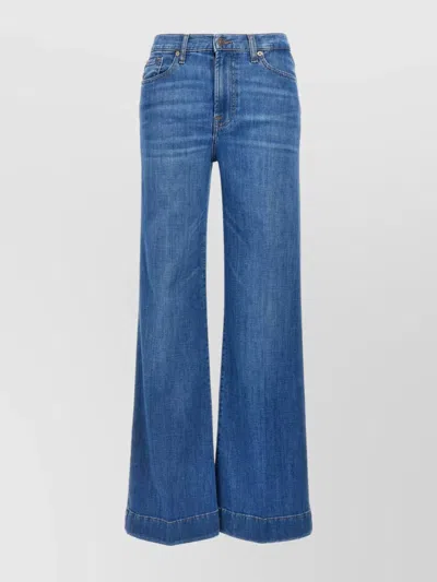 7 For All Mankind Wide-leg Tailorless Jeans Contrast Stitching In Blue