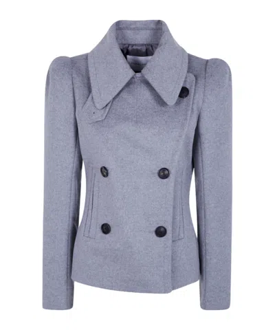 7 For All Mankind Widelapel Doublebreasted Jacket In Gray