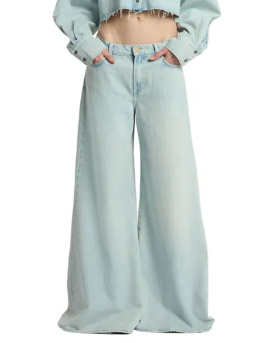 7 For All Mankind Willow Clean Slate Wide Leg Jean In Blue