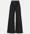 7 For All Mankind Willow Low-rise Wide-leg Jeans In Black