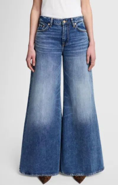 7 For All Mankind Willow Palazzo Wide Leg Jeans In Dark Blue