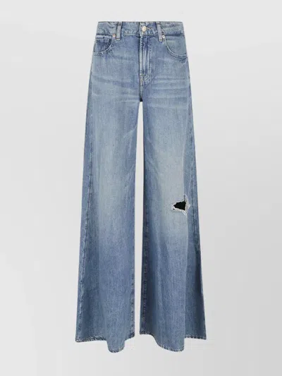 7 For All Mankind Willow Wide Arizona Trousers In Blue