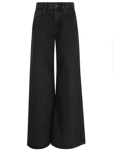 7 For All Mankind Willow Wide Flared Cotton Jeans In Black