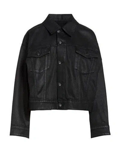 7 For All Mankind Woman Denim Outerwear Black Size M Cotton, Elastane