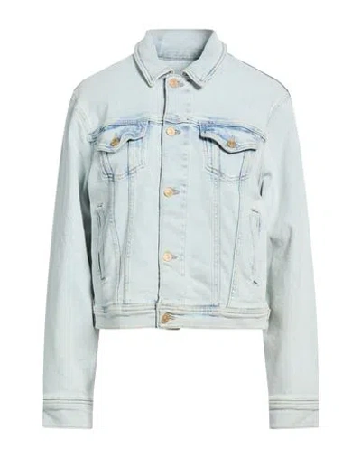 7 For All Mankind Woman Denim Outerwear Blue Size L Cotton, Modal, Elastomultiester, Elastane