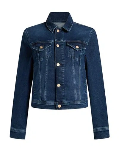 7 For All Mankind Woman Denim Outerwear Blue Size S Cotton, Modal, Elastomultiester, Elastane In Silver