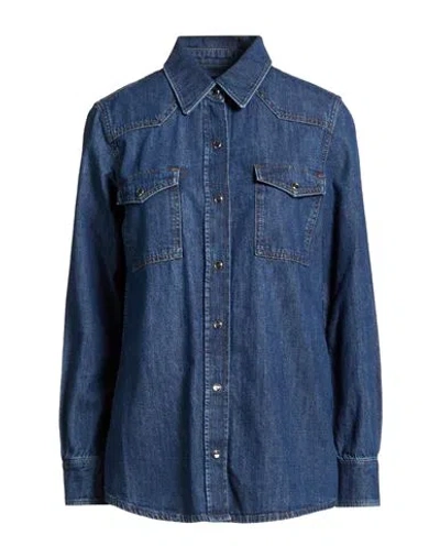 7 For All Mankind Woman Denim Shirt Blue Size L Cotton
