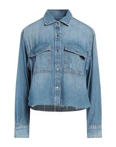 7 For All Mankind Woman Denim Shirt Blue Size L Cotton