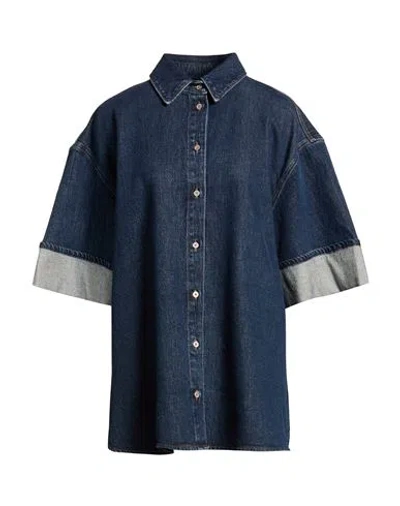 7 For All Mankind Woman Denim Shirt Blue Size M Cotton, Elastane