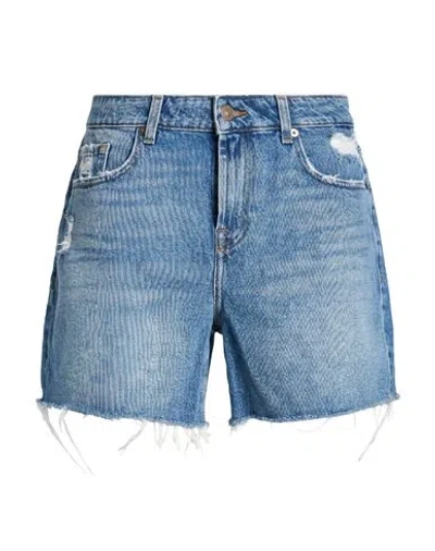 7 For All Mankind Woman Denim Shorts Blue Size 24 Cotton, Elastane