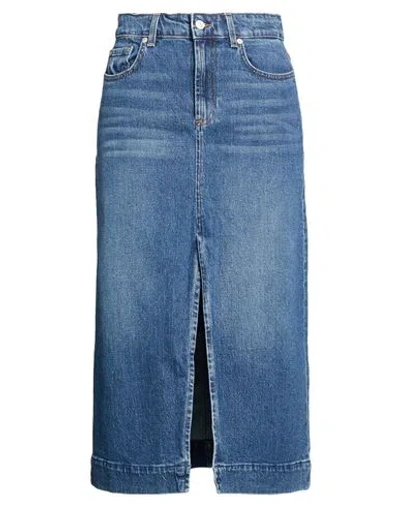 7 For All Mankind Woman Denim Skirt Blue Size 24 Cotton, Elastane
