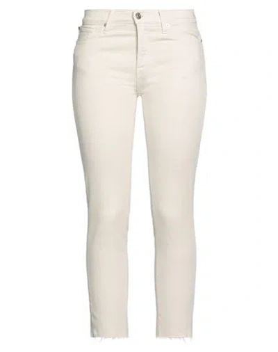 7 For All Mankind Woman Denim Pants White Size 25 Cotton, Polyester, Elastane In Beige