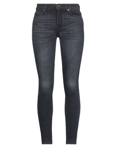 7 For All Mankind Woman Jeans Black Size 25 Cotton, Lyocell, Elastomultiester, Elastane