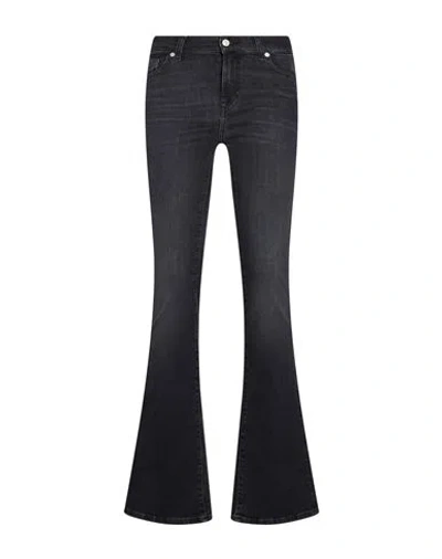 7 For All Mankind Woman Jeans Black Size 26 Cotton, Elastane