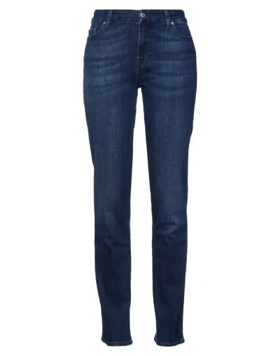 7 For All Mankind Woman Jeans Blue Size 23 Cotton, Polyester, Elastane