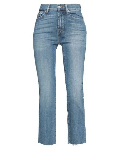 7 For All Mankind Woman Jeans Blue Size 24 Cotton, Polyurethane