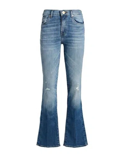 7 For All Mankind Woman Jeans Blue Size 24 Cotton, Elastane