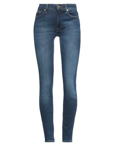 7 For All Mankind Woman Jeans Blue Size 24 Cotton, Polyester, Elastane