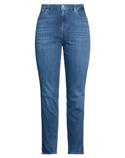 7 For All Mankind Woman Jeans Blue Size 24 Cotton, Viscose, Modal, Polyester, Elastane