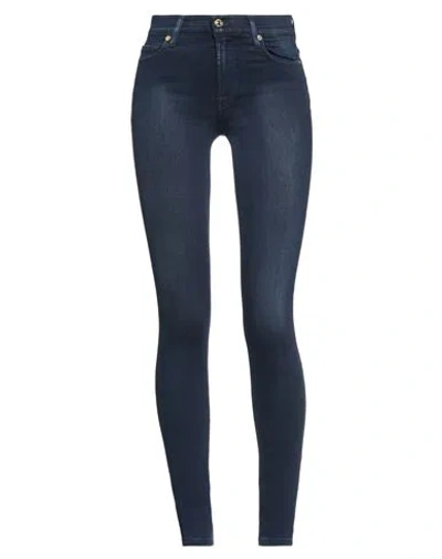 7 For All Mankind Woman Jeans Blue Size 24 Modal, Cotton, Polyester, Elastane