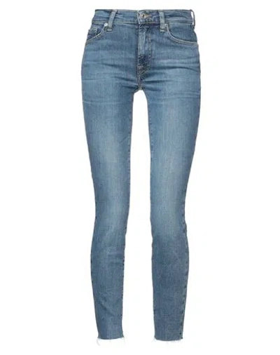 7 For All Mankind Woman Jeans Blue Size 26 Cotton, Elastane