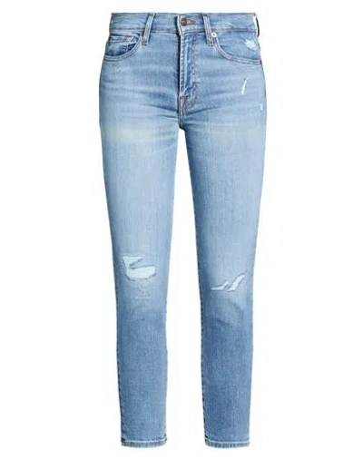 7 For All Mankind Woman Jeans Blue Size 30 Cotton, Elastomultiester, Elastane