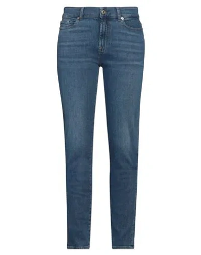7 For All Mankind Woman Jeans Blue Size 30 Cotton, Elastomultiester, Elastane, Swarovski Crystal