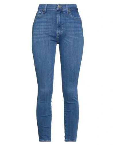 7 For All Mankind Woman Jeans Blue Size 31 Cotton, Viscose, Modal, Polyester, Elastane