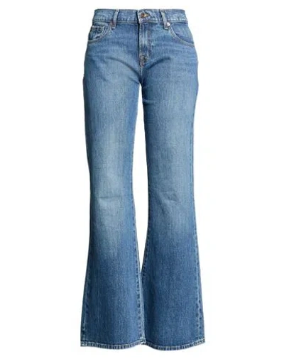7 For All Mankind Woman Jeans Blue Size 32 Cotton, Elastane