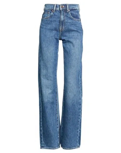 7 For All Mankind Woman Jeans Blue Size 32 Cotton, Elastane In Multi