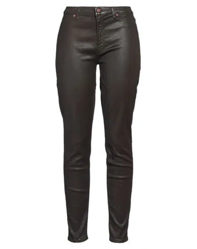 7 For All Mankind Woman Jeans Dark Brown Size 31 Cotton, Polyester, Elastane In Black