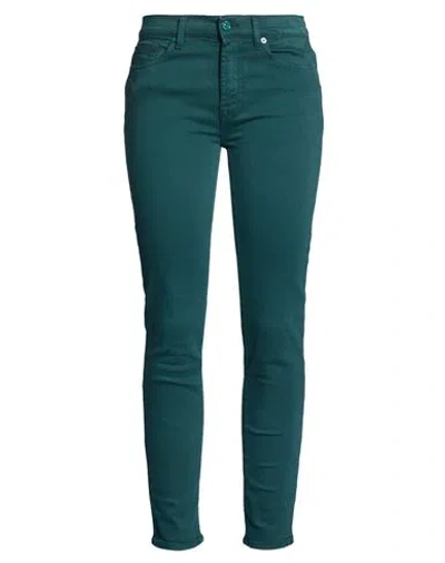 7 For All Mankind Woman Jeans Dark Green Size 28 Cotton, Elastane In Multi