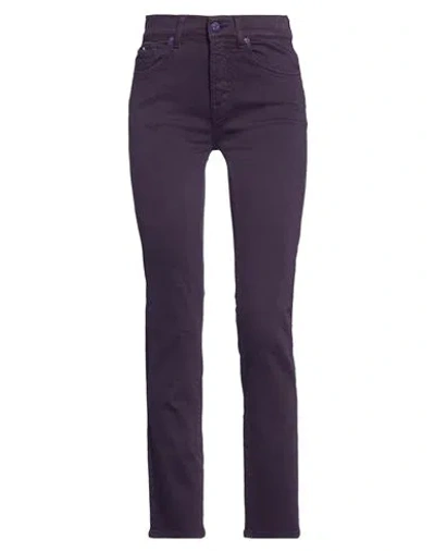 7 For All Mankind Woman Jeans Dark Purple Size 25 Cotton, Elastane