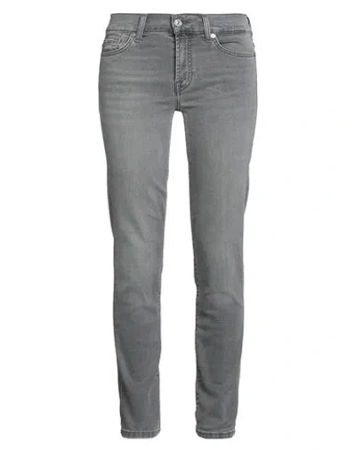 7 For All Mankind Woman Jeans Grey Size 26 Cotton, Lyocell, Polyester, Viscose, Elastane
