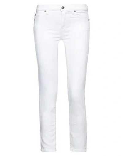 7 For All Mankind Woman Jeans White Size 31 Cotton, Elastane In Multi