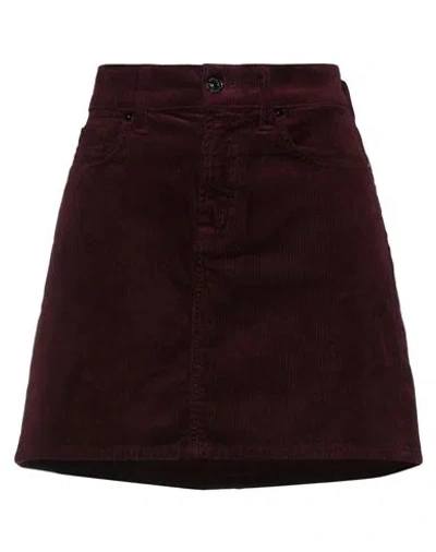 7 For All Mankind Woman Mini Skirt Burgundy Size 30 Cotton, Modal, Polyester, Polyurethane