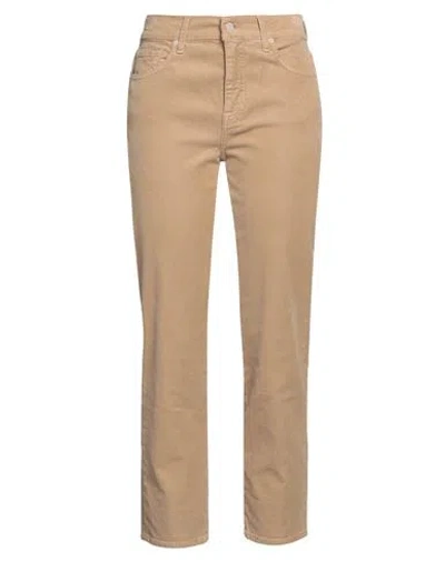 7 For All Mankind Roxanne Mid-rise Slim Jeans In Beige