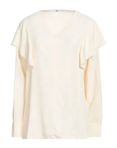 7 For All Mankind Woman Top Cream Size S Acetate, Silk In White