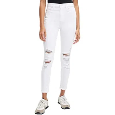 7 For All Mankind Women's  Jeans White Denim Distressed Skinny Leg Crop Jzz390