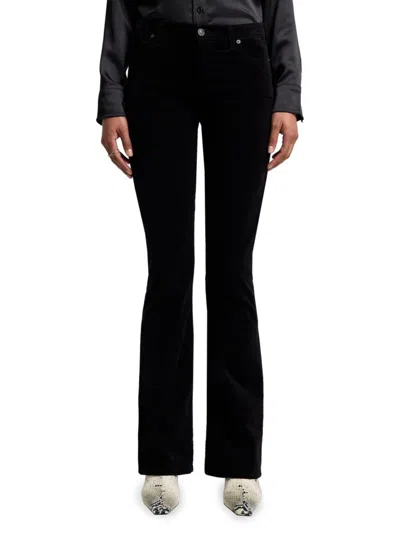 7 For All Mankind Women's Ali Velvet Low-rise Flared Jeans In Black