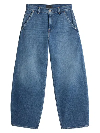 7 For All Mankind Women's Bonnie Denim Wide-leg Trousers In Blue