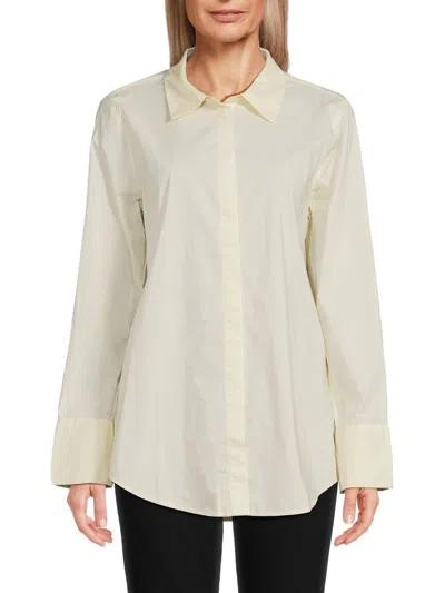 7 For All Mankind Women's Classic Button Down Shirt In Cloud Cream