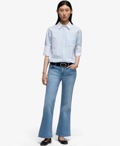 7 For All Mankind Flared Cropped Jeans In Blue