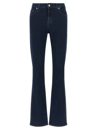 7 For All Mankind Women Dark Blue Mid Rise Jeans In Multi