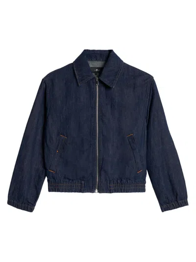 7 For All Mankind Women's Denim Bomber Jacket In Pink