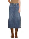 7 For All Mankind Women's Denim Midi Skirt In Lapis