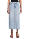 7 For All Mankind Denim Midi Skirt In Abyss