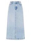 7 For All Mankind Denim Midi Skirt In Abyss